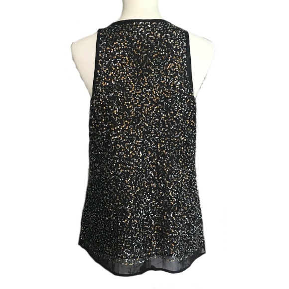 Halogen NWOT Black Sleeveless Sequin Chiffon Top - Picture 2 of 8